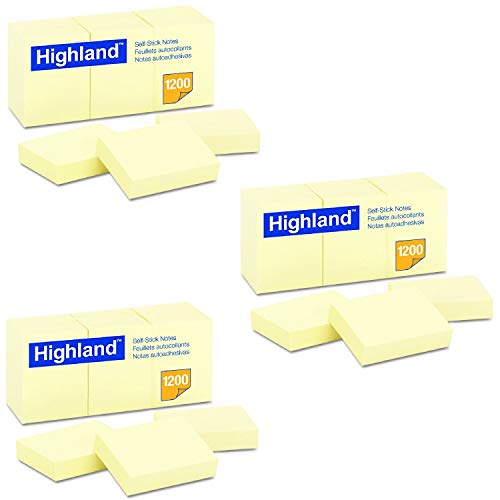 Book Cover Highland 6539YW Self-Stick Notes, 1 1/2 x 2, Yellow, 100-Sheet (Pack of 36)