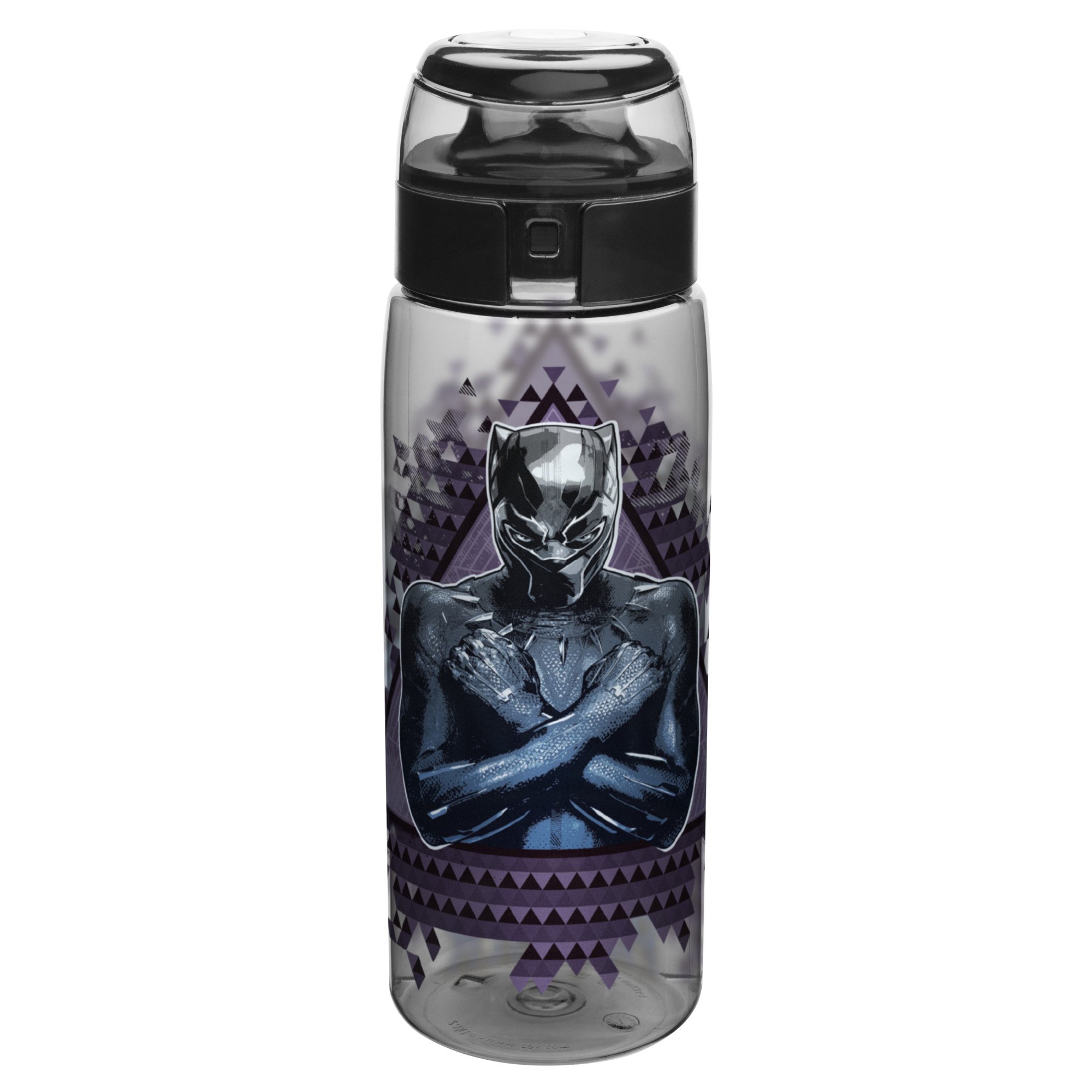 Book Cover Zak Designs Marvel Comics Water Bottle with Built-in Carrying Loop, Durable Water Bottle Has Wide Mouth and Break Resistant Design (25oz, Black Panther, Tritan, BPA-Free)