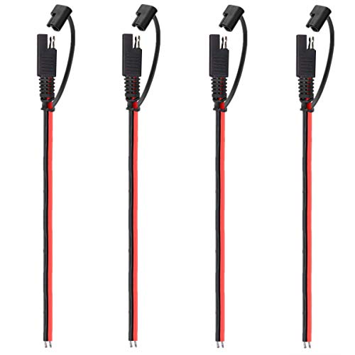 Book Cover 4 PCS 12V SAE to SAE Quick Disconnect Extension Cable with DC Connection Cord Plug 1 Foot 18AWG Gauge,DIY SAE Power Connector,4 pcs Extension Cable+4 pcs Dust Cap
