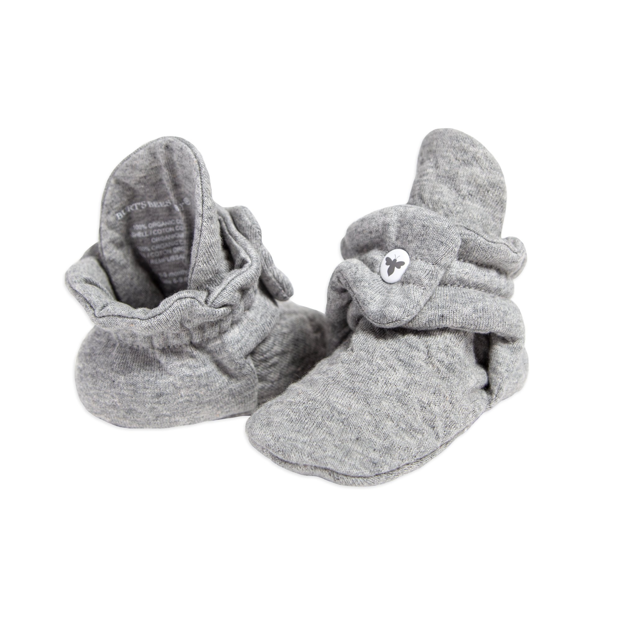 Book Cover Burt's Bees Baby Girl's Quilted Bee Booties Slipper Sock 0-3 Months Quilted Heather Grey