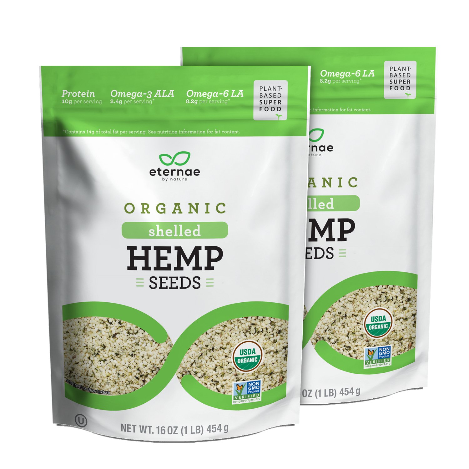 Book Cover Eternae By Nature Organic Shelled Hemp Seeds, 16 Oz, 2Count