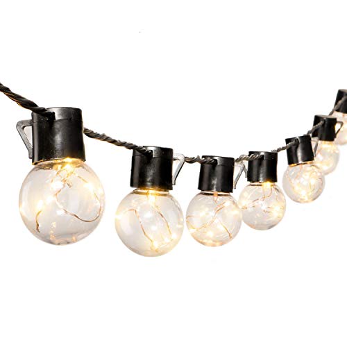 17 Ft. Shatterproof LED Patio Outdoor String Lights with 20 Clear LED Bulbs, Hanging Indoor String Lights for Backyard Deck Balcony Bistro Cafe Pergola Party Decoration, Warm White