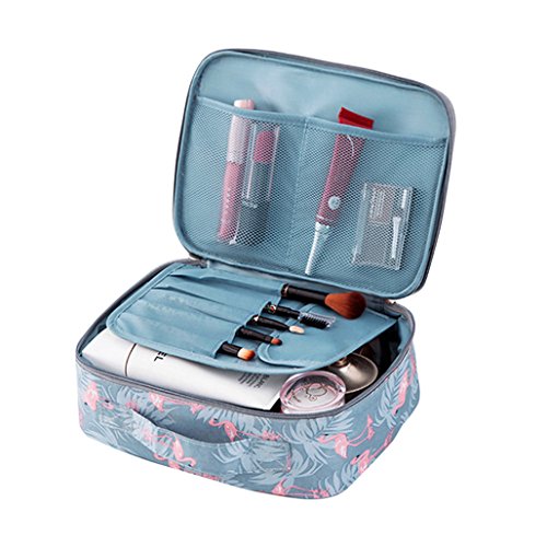 Eroute66 Little rock Flamingo Print Makeup Brushes Holder Bag Pouch Portable Gift for Girls, Green Flamingo