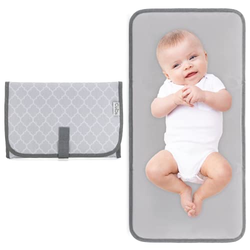 Book Cover Baby Portable Changing Pad, Diaper Bag,Travel Mat Station (Grey, Compact)