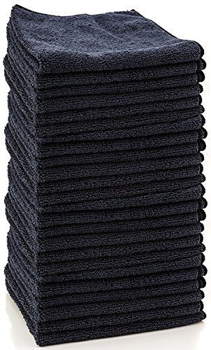 Book Cover Grade Microfiber All-Purpose Superior Microfiber Towels! Soft, Plush & Durable - Ideal for Screens, Laptops, Windows, Mirrors, Gym, Workout and More! (Black, 24 Pack)