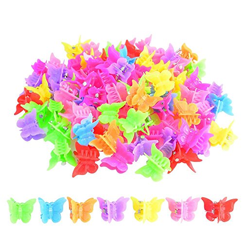 Book Cover 100 Packs Assorted Color Butterfly Hair Clips, Bantoye Girls Beautiful Mini Butterfly Hair Clips Hair Accessories for Girls and Women, Random Color
