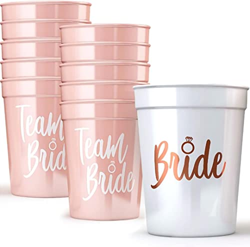 Team Bride Bachelorette Party Cups - Memorable Bach Decorations, Favors, Accessories, Bride Tribe Gifts for Bridesmaids - Decor for Final Fiesta