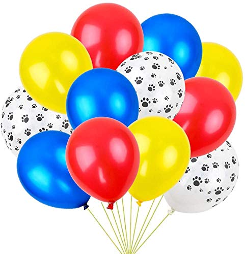 Book Cover Holicolor 100pcs Paw Patrol Balloons Colorful Latex 12inches with Dog Paw Print Balloons for Birthday Paw Patrol Theme Decorations