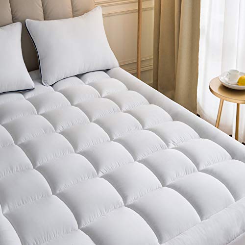 Book Cover Mattress Topper Twin 39x75 Inches Quilted Plush Down Alternative Pillow Top Fitted Skirt Protector Mattress Pad Reviver Enhancer Deep Pocket Fits 20 Inches Soft White