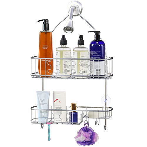 Book Cover SimpleHouseware Bathroom Hanging Shower Head Caddy Organizer, Chrome (26 x 16 x 5.5 inches)