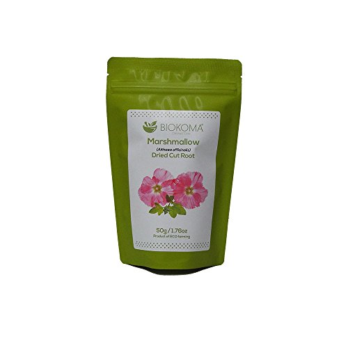 100% Pure and Natural Biokoma Marshmallow Dried Cut Root 50g (1.76oz) in Resealable Moisture Proof Pouch