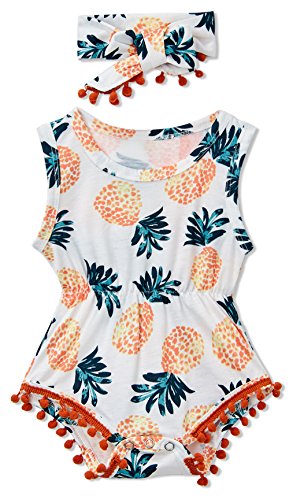 Leapparel Newborn Toddler Baby Girl Floral Sleeveless Bodysuit Romper Jumpsuit Outfit Set Casual Clothes with Headband