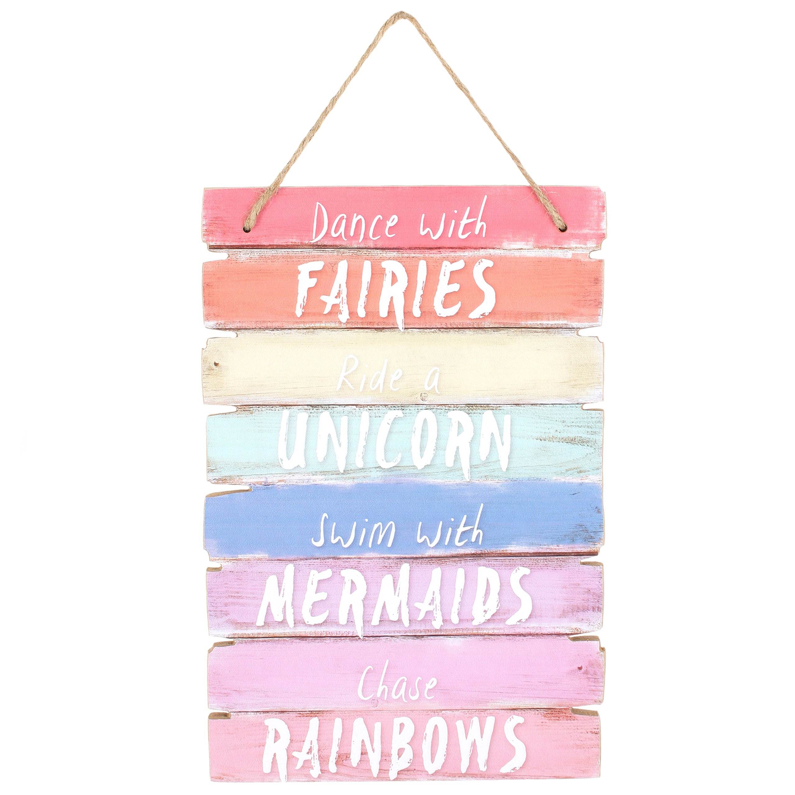 Book Cover GIFT BRIT Giftbrit Printed Plaque Sign Wall Hanging Dance with Fairies Welcome Sign with Bright Colours Belonging to the Magic Range Ride with Unicorn Swim with Mermaids