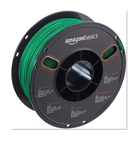 AmazonBasics PLA 3D Printer Filament, 1.75mm, Green, 1 kg Spool