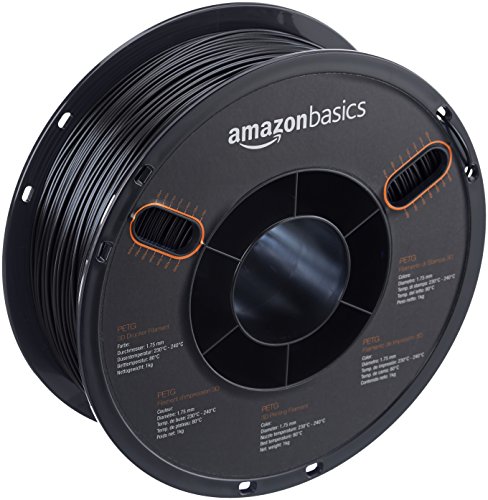 Book Cover AmazonBasics PETG 3D Printer Filament, 1.75mm, Black, 1 kg Spool