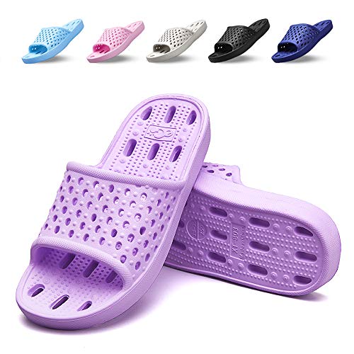 Book Cover Shower Shoes Women Non Slip Men Shower Slippers College Dorm Room Essentials for Girls Kids Shower Sandals Swimming Water Shoe (Purple,EU36-37)