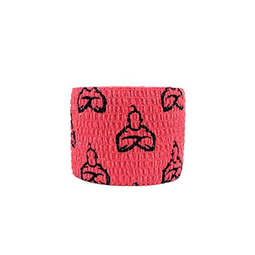 Liftgenie Tearable Elastic Adhesive Weightlifting Tape | Protects Thumbs When Lifting Weights & Prevents Knurling | Stretchy Adhesive Athletic Hook Grip Tape for Weightlifters (Red, 3 Rolls Prime)