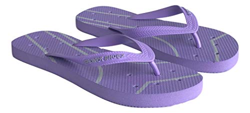 Shower Shoez Women's Non-Slip Pool Dorm Water Sandals Flip Flops (7-8, Purple/Grey)