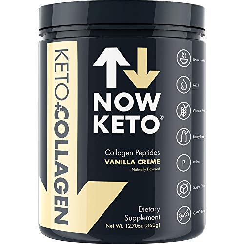 NOW KETO® Keto CollagenTM Peptides w/Keto MCTs Powder (Medium Chain Triglycerides) - Keto Diet - Great Fat & Fiber Source, Great for The Ketogenic Diet & Ketosis (Vanilla, 11.5oz)