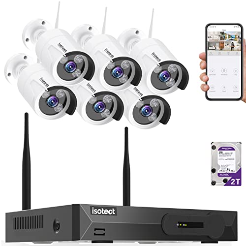 [Newest Strong Version WiFi] Wireless Security Camera System, ISOTECT 8CH Full HD 1080P Video Security System, 6pcs Outdoor/Indoor IP Security Cameras, 65ft Night Vision and Easy Remote View, 2TB HDD