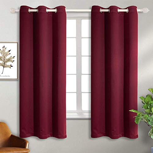 Book Cover BGment Burgundy Blackout Curtains for Bedroom - Grommet Thermal Insulated Room Darkening Curtains for Living Room, Set of 2 Panels (42 x 63 Inch, Dark Red)