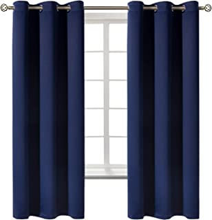 Book Cover BGment Blackout Curtains for Bedroom - Grommet Thermal Insulated Room Darkening Curtains for Living Room, Set of 2 Panels (42 x 63 Inch, Navy Blue)