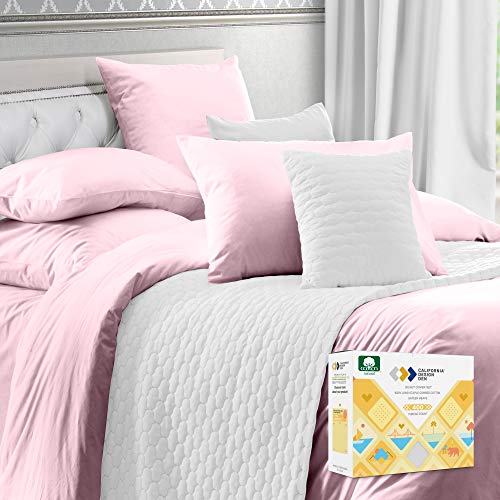 Book Cover Full / Queen Size Duvet Cover - 100% Pure Cotton 3 Piece Bedding Set, Pink Colored, 400 Thread Count Comforter Cover and Two Pillow Shams, with Button Closure and Corner Ties