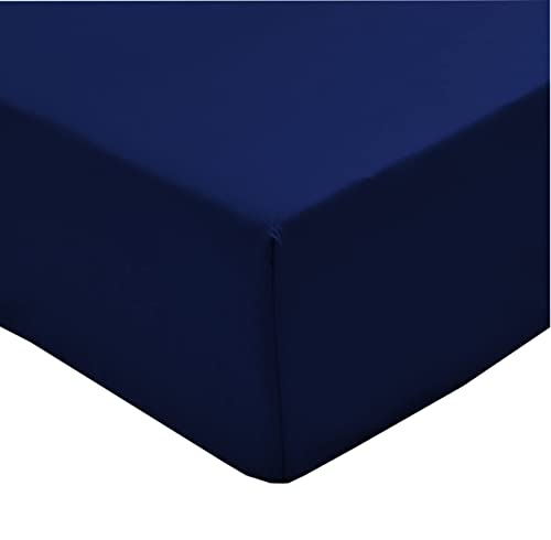 Book Cover Mohap Fitted Sheet Queen Only Dark Blue Deep Pocket Double Brushed Microfiber 1800 Durable and Fade Resistant Machine Washable Fits Mattress up to 16 inches