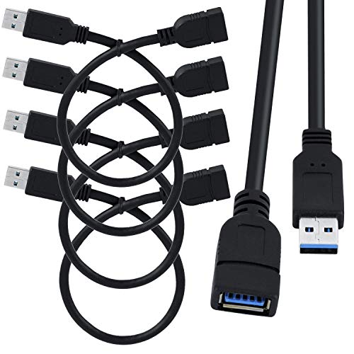 SaiTech IT 4 Pack Short Length 1 Feet USB 3.0 Extension Cable, USB 3.0 A Male to Female Extender Cable