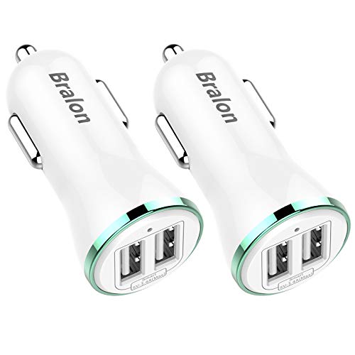 USB Car Charger[2-Pack],Bralon 18W/3.4A Smart Dual USB Car Charger Adapter Compatible with iPhone 11 Pro Xs Max Xr X 8 7 6 SE Plus,Ipad Tablet,Galaxy Note S10 S9 S8 S7 S6 Edge and More
