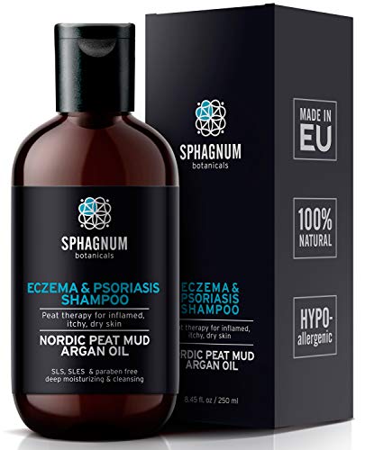 Natural Eczema and Psoriasis Shampoo - Peat Mud Treatment 100% Free from Cancerous Coal Tar. Sulfate Free, Itchy Scalp Relief, Anti Dandruff & Dermatitis. Deep Moisturizing & Cleansing With Argan Oil...