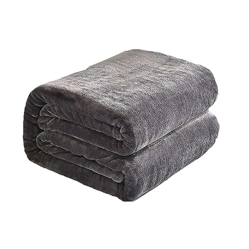 Kingole Flannel Fleece Microfiber Throw Blanket, Luxury Charcoal Grey King Size Lightweight Cozy Couch Bed Super Soft and Warm Plush Solid Color 350GSM (108 x 90 inches)