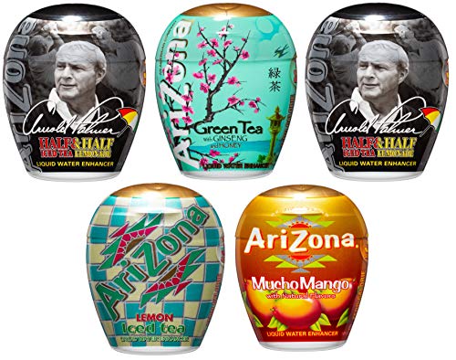 AriZona Liquid Water Enhancer LWE Assorted Mix (Pack of 5) Arnold Palmer (2), Green Tea w/Honey, Mucho Mango, Green Tea w Pomegranate