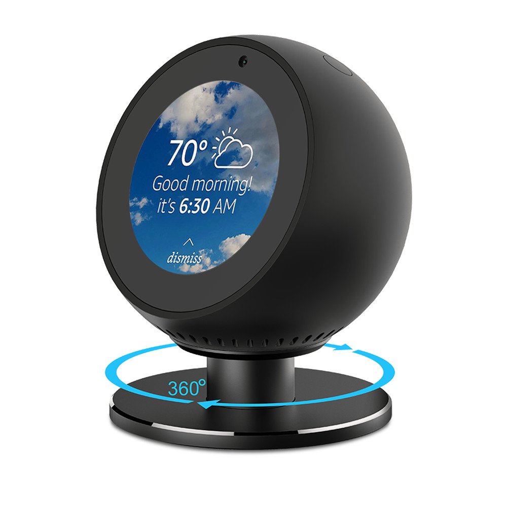 Book Cover ANCOOL Compatible with Echo Spot Stand Adjustable Viewing Angle 360 Degree Rotation Full Aluminum Stand Mount with Strong Magnetic and Precision Bearings Bracket Replacement for Echo Spot-Black