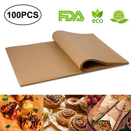 Unbleached Parchment Paper Cookie Baking Sheets, Precut 12 × 16 Inches Natural Sheets, Exact Fit for Your Half Sheet Pans (100Pcs)