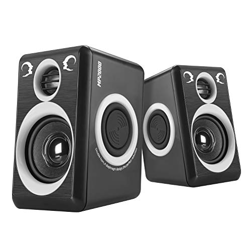 Computer Speakers with Surround Sound 2.0CH USB Wired Powered Multimedia Speaker for Desktop/TV/PC/Laptops/Smart Phone RECCAZR Built-in Four Loudspeaker Diaphragm (Gray)