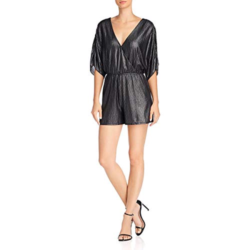 Guess Women's Riviera Half Sleeve Romper Shorts, Jet Black/Multi, S