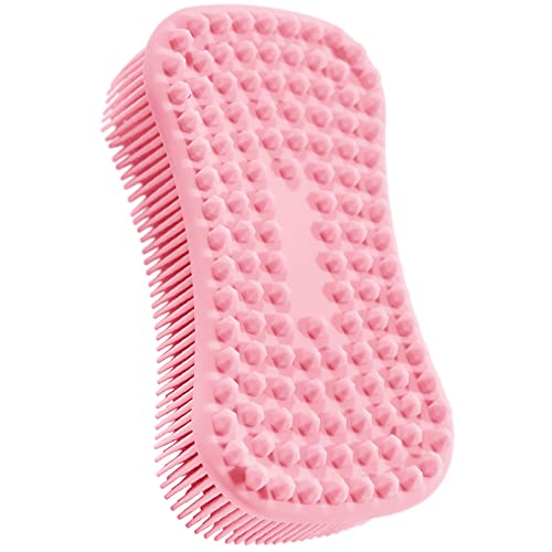 Silicone Body Scrubber, Elfrhino Shower Brush For Gentle Scrub Skin Exfoliation, Lathers well, More Hygienic, Gentle Massage with Silicone Loofah For Use In Shower to Improve Cellulite Pink