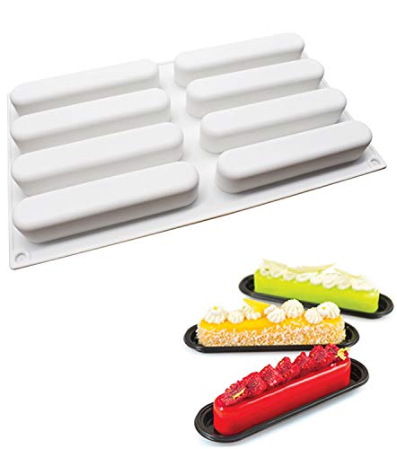 Silicone Molds for Baking Eclair Mold Brownie Chocolate Truffle Pudding Desserts Molds Food Grade Silicone (3D Fashion Eclair)