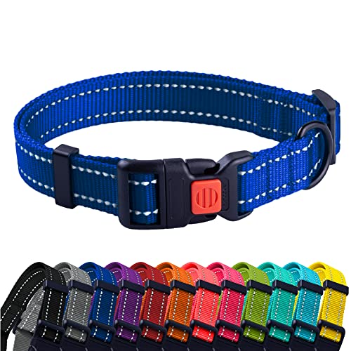CollarDirect Reflective Dog Collar for a Small, Medium, Large Dog or Puppy with a Quick Release Buckle - Boy and Girl - 48 Options Nylon Suitable for Swimming