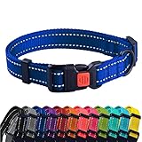 CollarDirect Reflective Dog Collar for a Small, Medium, Large Dog or Puppy with a Quick Release Buckle - Boy and Girl - Nylon Suitable for Swimming (Blue, 18-26 Inch)