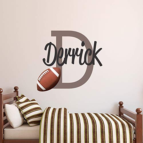 Custom Name Football Personalized Wall Decal - Boys Girls Personalized Name Football Sports Wall Sticker - Custom Name Sign - Custom Name Stencil Monogram - Room Wall Decor â€¦