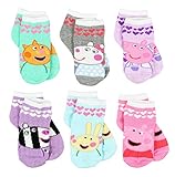 Peppa Pig Girls 6 pack Socks (X-Small (2-4), Friends Quarter Multi)