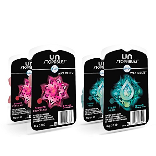 Febreze Wax Melts Air Freshener, Unstopables Shimmer and Fresh scents (4 Packs, 8 Count Each)