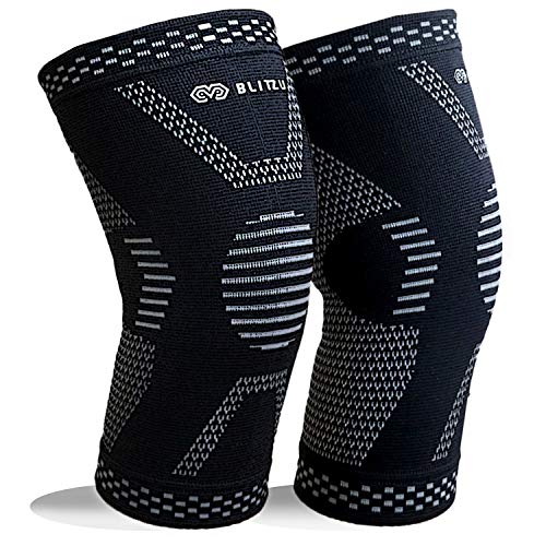 BLITZU MAX Knee Compression Sleeve for Men & Women â€“ Best Knee Brace Support for Running, Gym, Workout, Fitness, Weightlifting. Joint Pain Relief, Arthritis, ACL, Meniscus Tear and Injury Recovery L