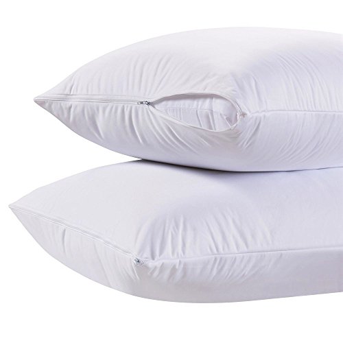 Book Cover White Classic Zippered Style Pillow case Cover - Luxury Hotel Collection 200 Thread Count, Soft Quiet Zippered Pillow Protectors, King Size, Set of 2