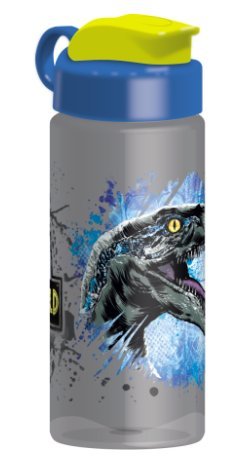 Zak Designs Jurassic World 16.5oz Sullivan Bottle Grey Tint Clear Water Bottle with Dinosaur Logo