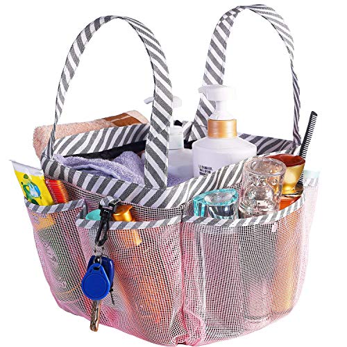 Book Cover Haundry Portable Mesh Shower Caddy, 8 Basket Tote for Bathroom College Dorm, Large Shower Caddy Bag for Camping Gym