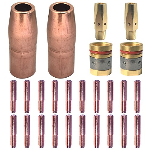 Mig Welding Gun Accessory .035"Kit for Miller Millermatic M-25,M-40 and Hobart H MIG Gun:20pcs Welding Contact Tips 000-068 0.035"+2pcs gas nozzles 200-258 1/2"+2pcs gas diffusers 169-728
