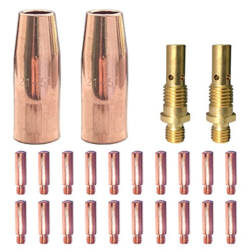 Mig Welding gun accessory 0.030" kit for Lincoln Magnum 100L Tweco Mini/#1 Mig gun: 20pcs Contact Tips 11-30 0.030" + 2pcs gas nozzles 21-50 1/2" + 2pcs 35-50 welding diffuse